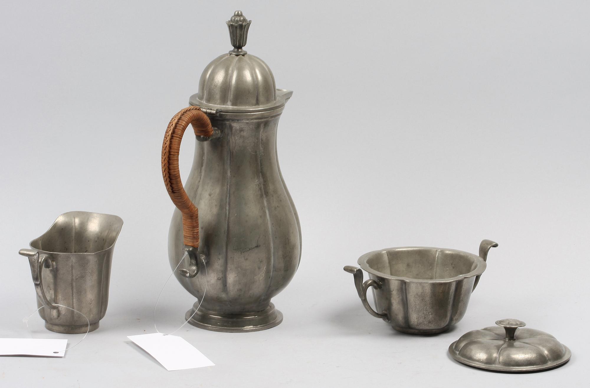 KAFFESERVIS, 3 delar. Tenn. Edvin Ollers 1930-tal.