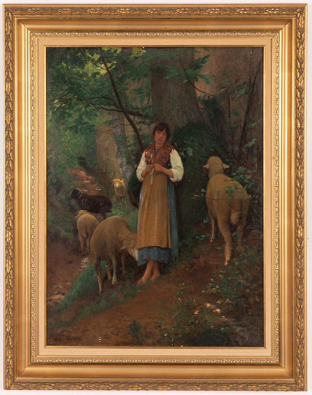 Otto Weber, Shepherdess with Sheep.
