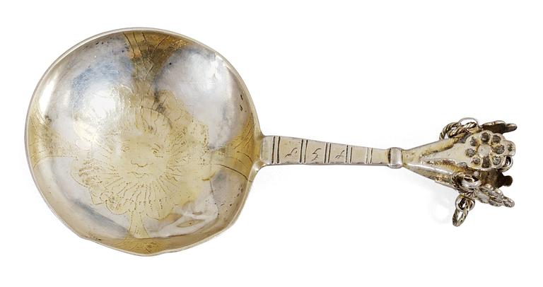 A Swedish 18th cent silver spoon, marks of Benedict Stechau, Karlskrona 1714.