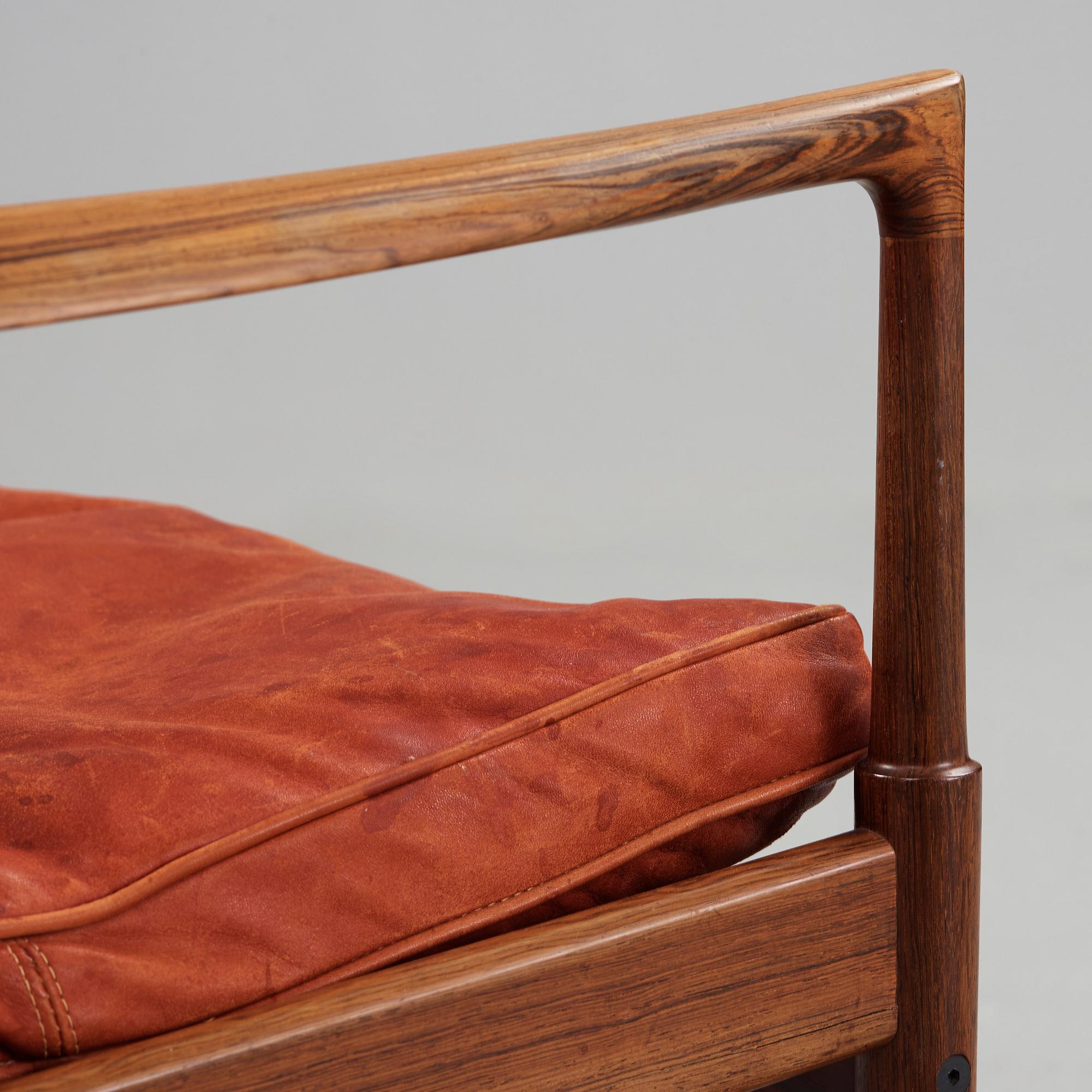 An Ib Kofod Larsen palisander easy chair 'Samsö', OPE-möbler, Sweden 1960's.