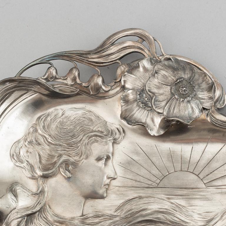 Württembergische Metallwarenfabrik, an Art Nouveau tray, early 20th Century.