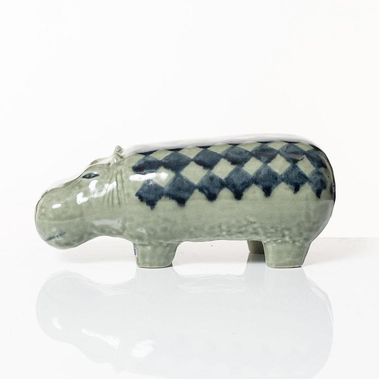 Lisa Larson, a stoneware figurine, 'Flodhäst' (Hippopotamus) from the series 'Stora zoo', Gustavsberg.