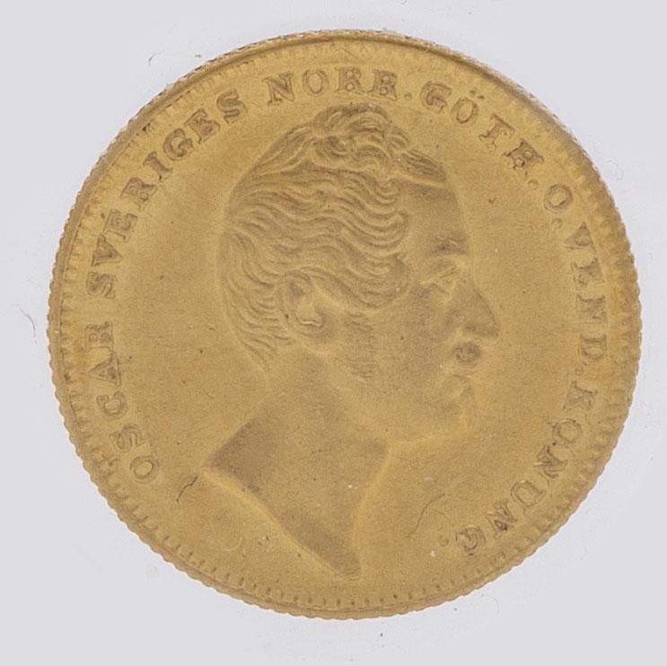 GULDMYNT, 2 dukater, Oscar I av Sverige och Norge, 1857.