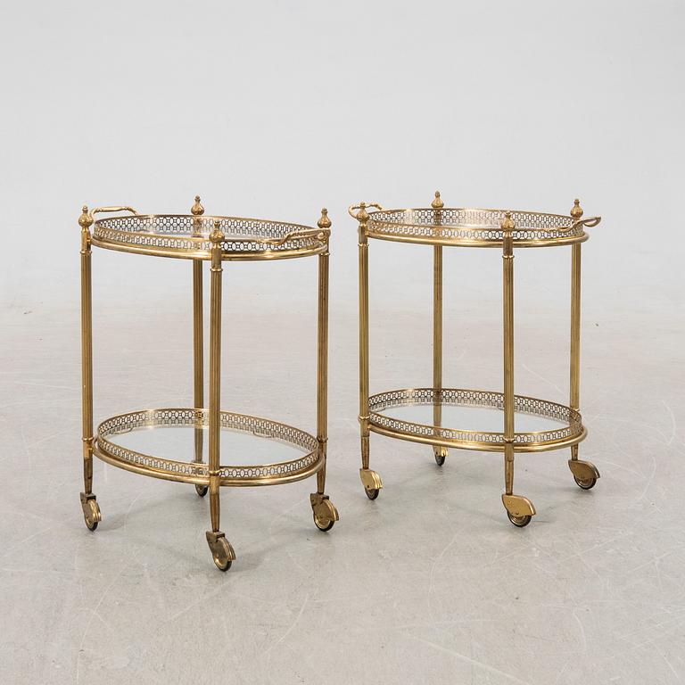 Serveringsvagnar, ett par, Regency/Hollywood-stil, 1900-talets andra hälft.