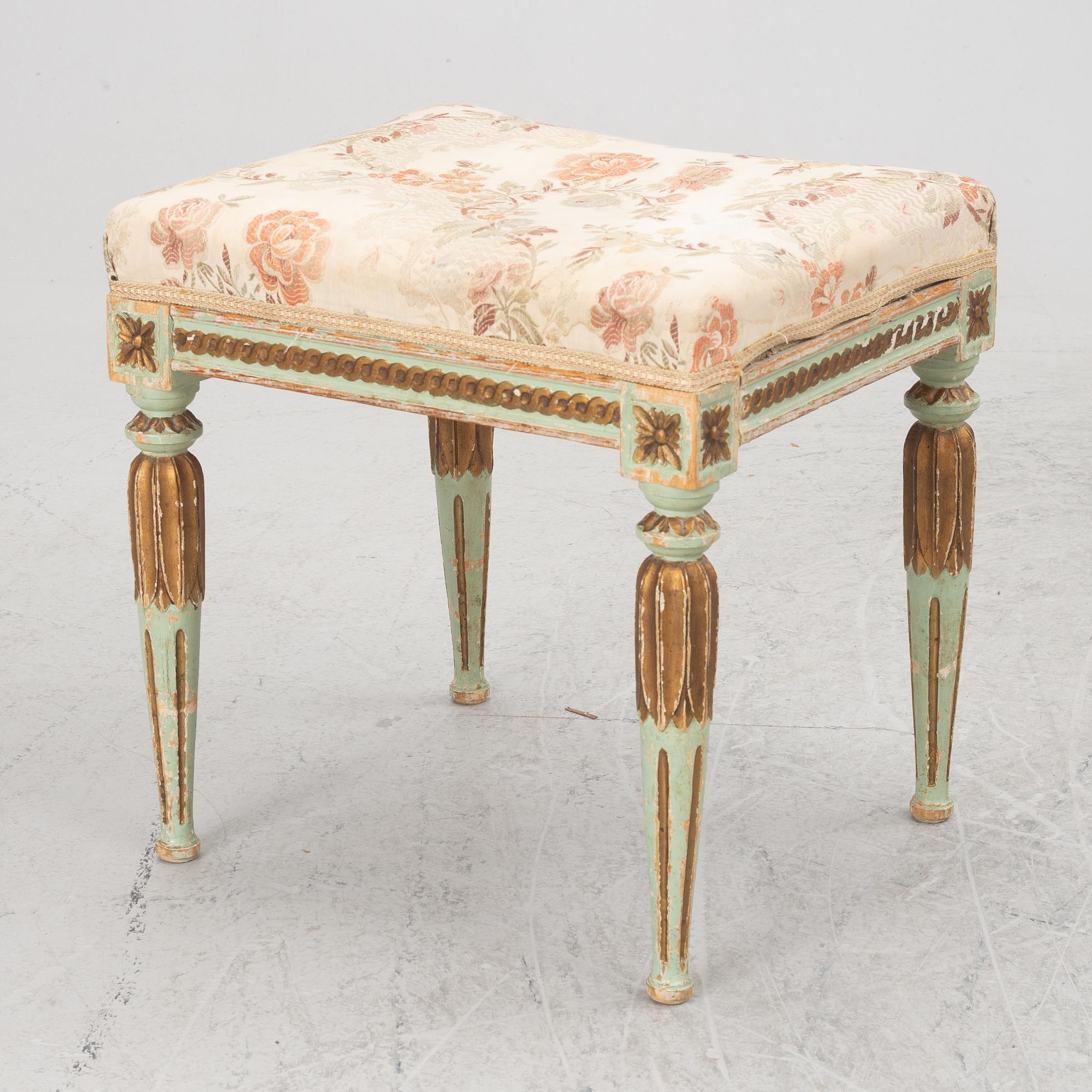 A Gustavian stool, Sweden, late 18th century.