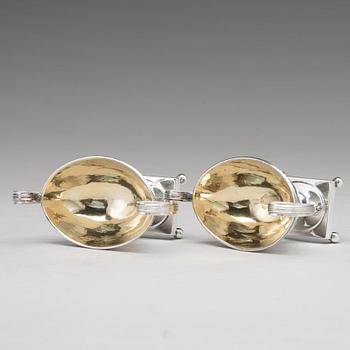 A pair of Swedish late 18th century parcel-gilt silver salt-cellars, mark of Mikael Nyberg, Stockholm 1795.