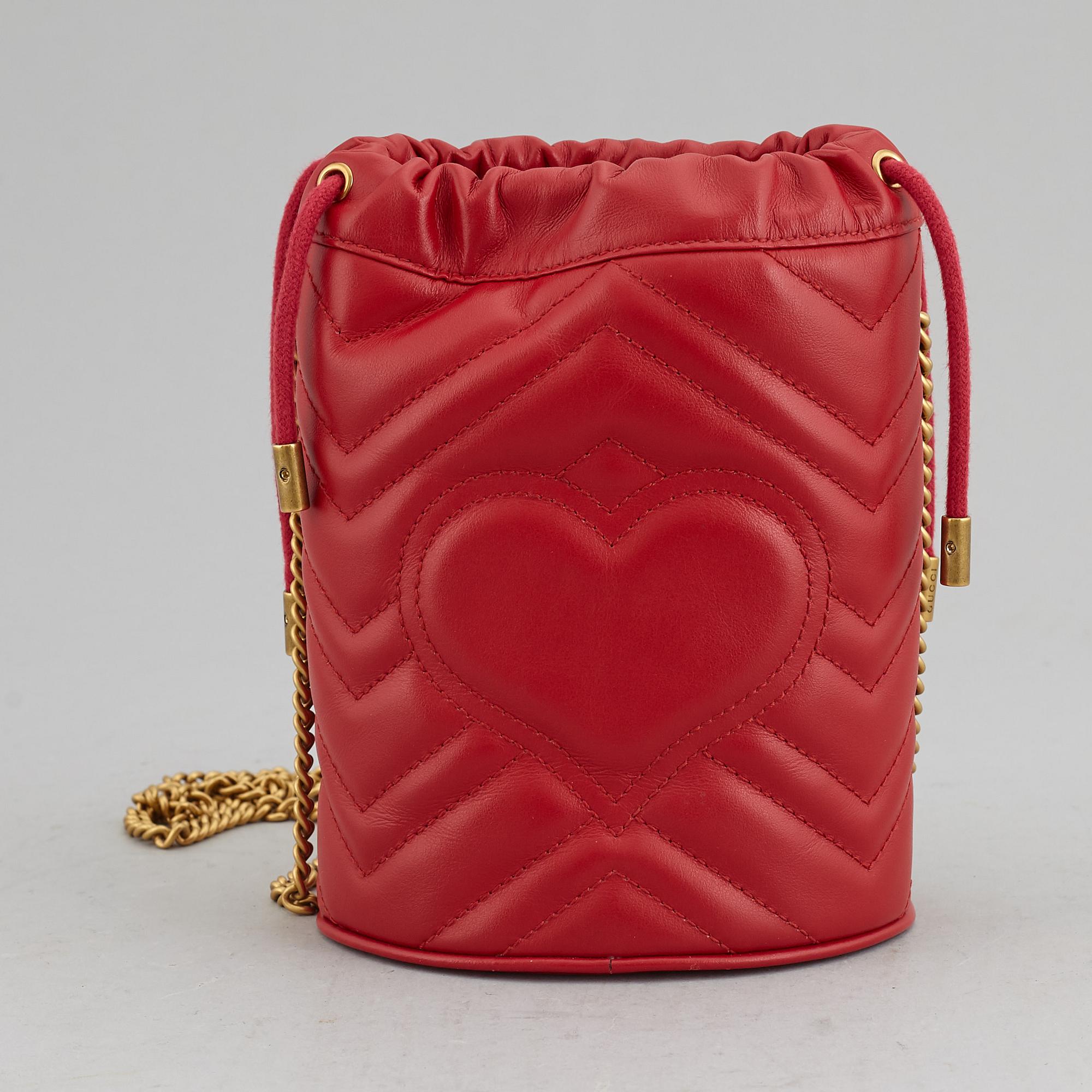 GUCCI, 'Marmont leather bucket bag'.