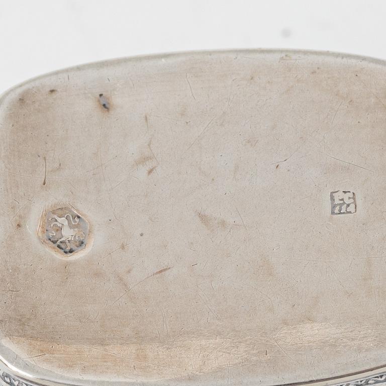 Five Silver Boxes, including mark of Petter Adolf Sjöberg, Stockholm 1817.