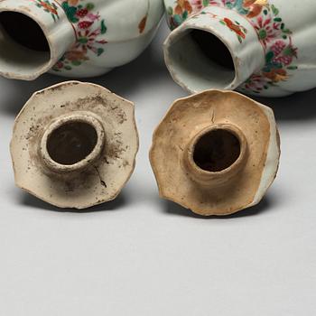 A pair of famille rose vases, Qing dynasty, Qianlong (1736-95).
