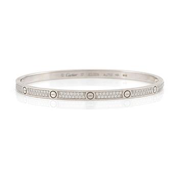 509A. A Cartier bracelt "Love", small model, 18K white gold with round brilliant-cut diamonds.