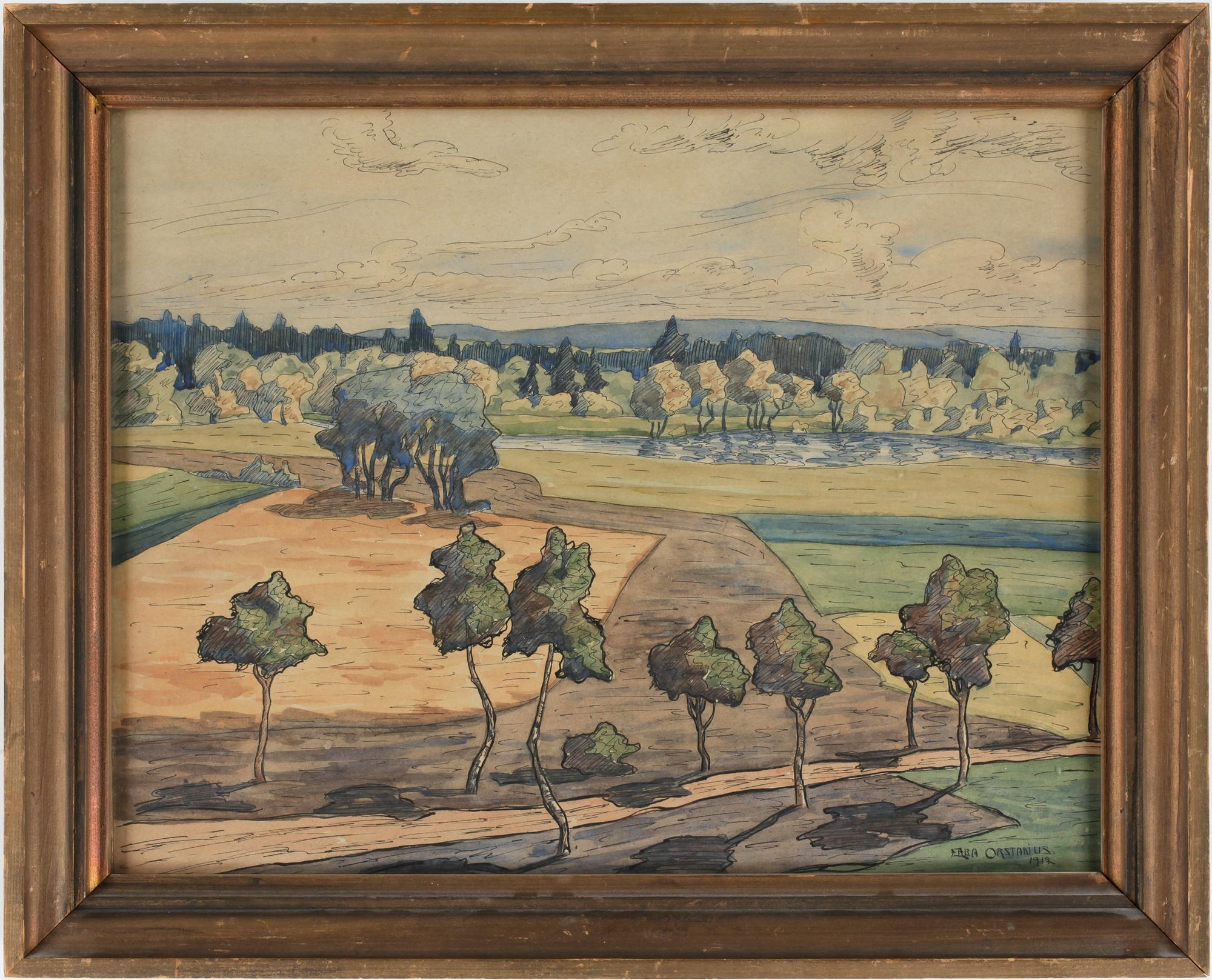 EBBA ORSTADIUS, akvarell. Sign o dat 1917.