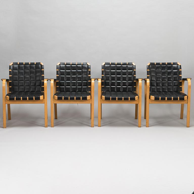 ALVAR AALTO, four late-20th-century '45' armchairs for Artek.