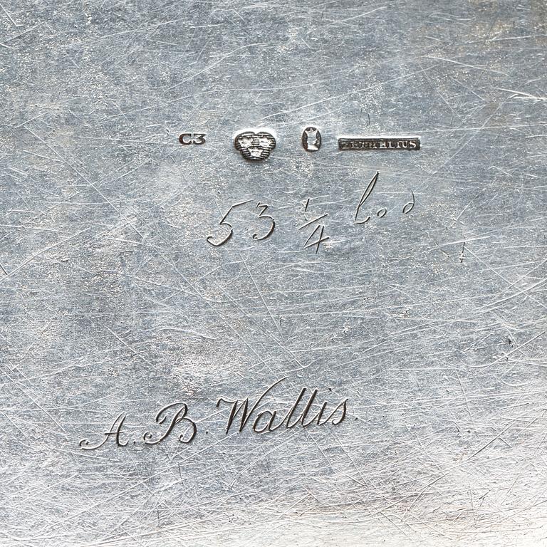 PEHR ZETHELIUS, Stockholm 1809, Handkanna med fat, silver, Karl-Johan.