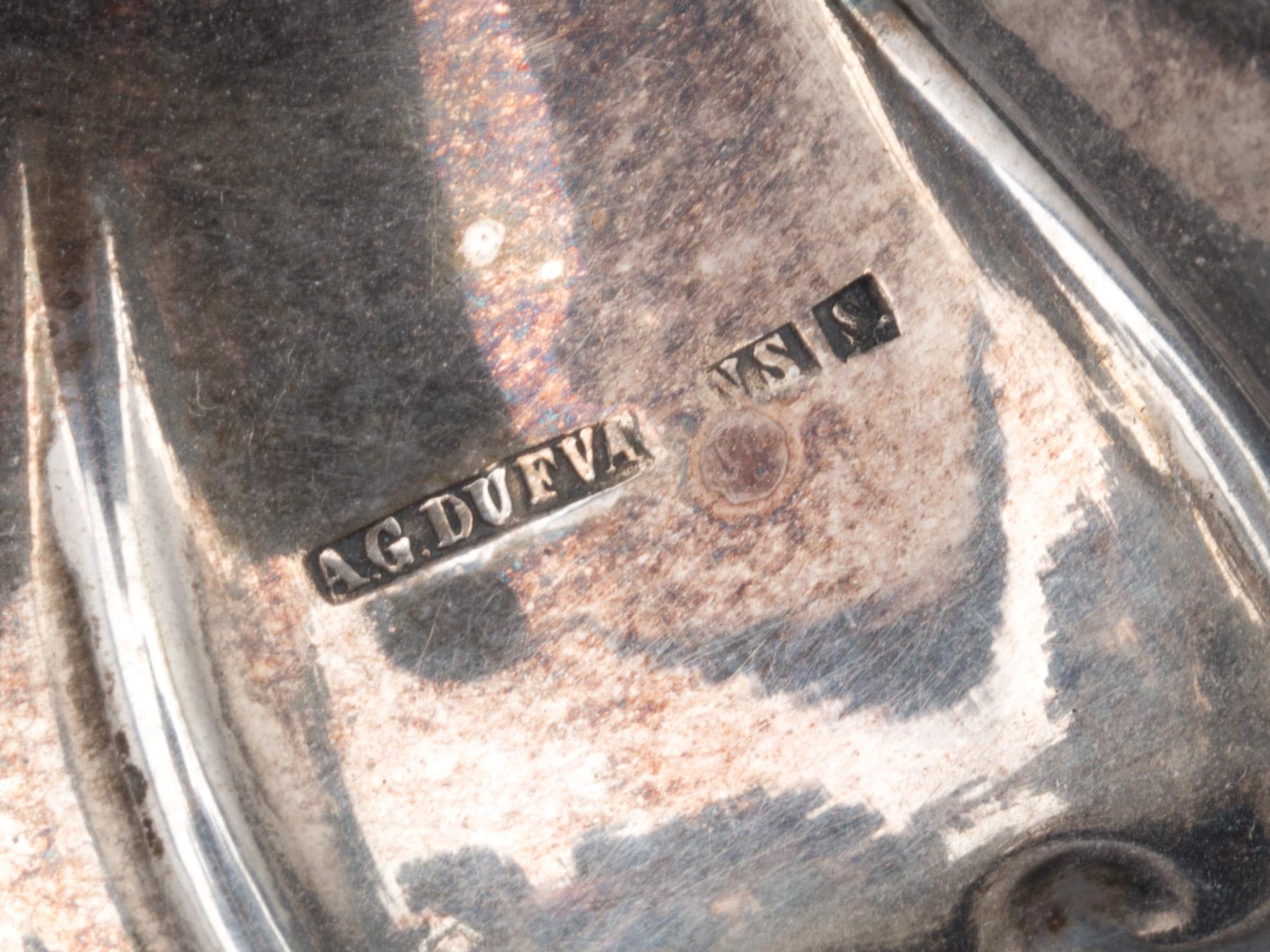 UPPSATSSKÅL MED LOCK, nysilver. A.G Dufva, Stockholm. Omkring 1900.