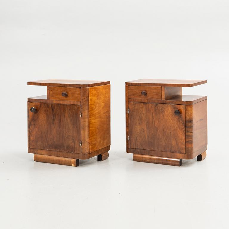 Bedside tables, a pair, first half of the 20th century.