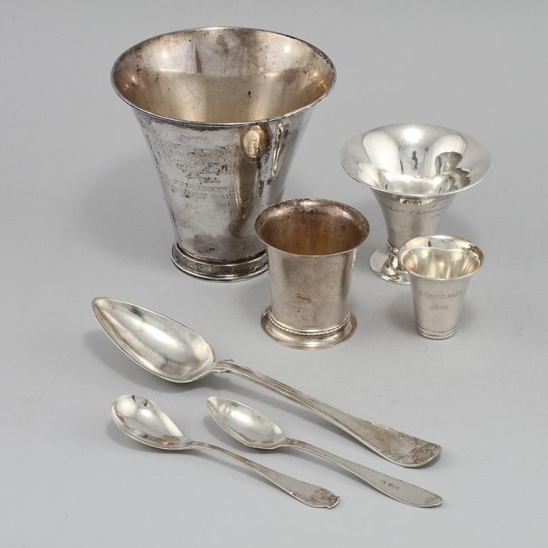 PARTI SILVER, 7 delar, 1800/1900-tal. Vikt 390 g.