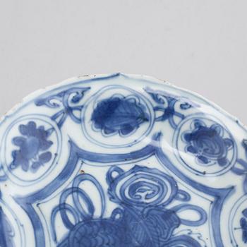 A small dish in blue and white porcelain, Wanli (1573-1620).