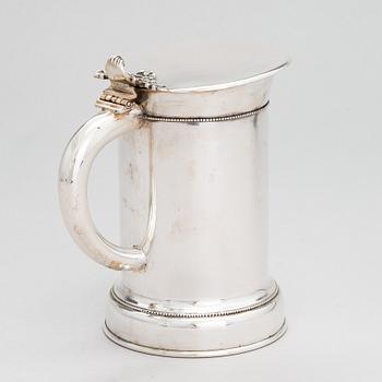 A silver tankard with glass liner, Milan, Italy 1950s-60s.