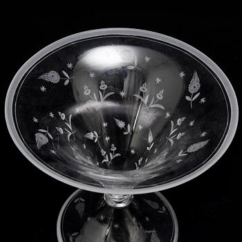 Three glass vases, from Orrefors and Kosta, first half of the 20th century.