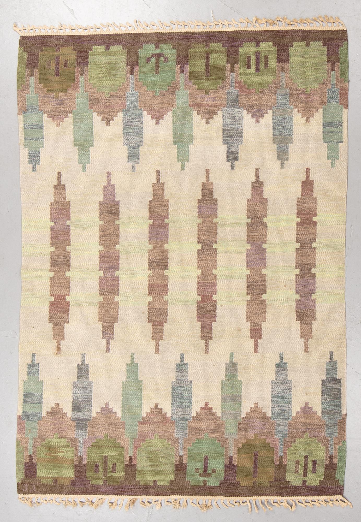 Judith Johansson, a carpet, "Hallandsåsen", flat weave, ca 245,5 x 171 cm, signed JJ.