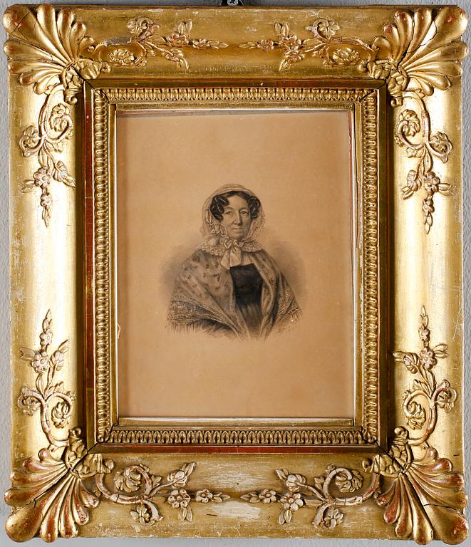 OKÄND KONSTNÄR, blyerts, otydligt signerad möjligen Röhl och daterad 1841.