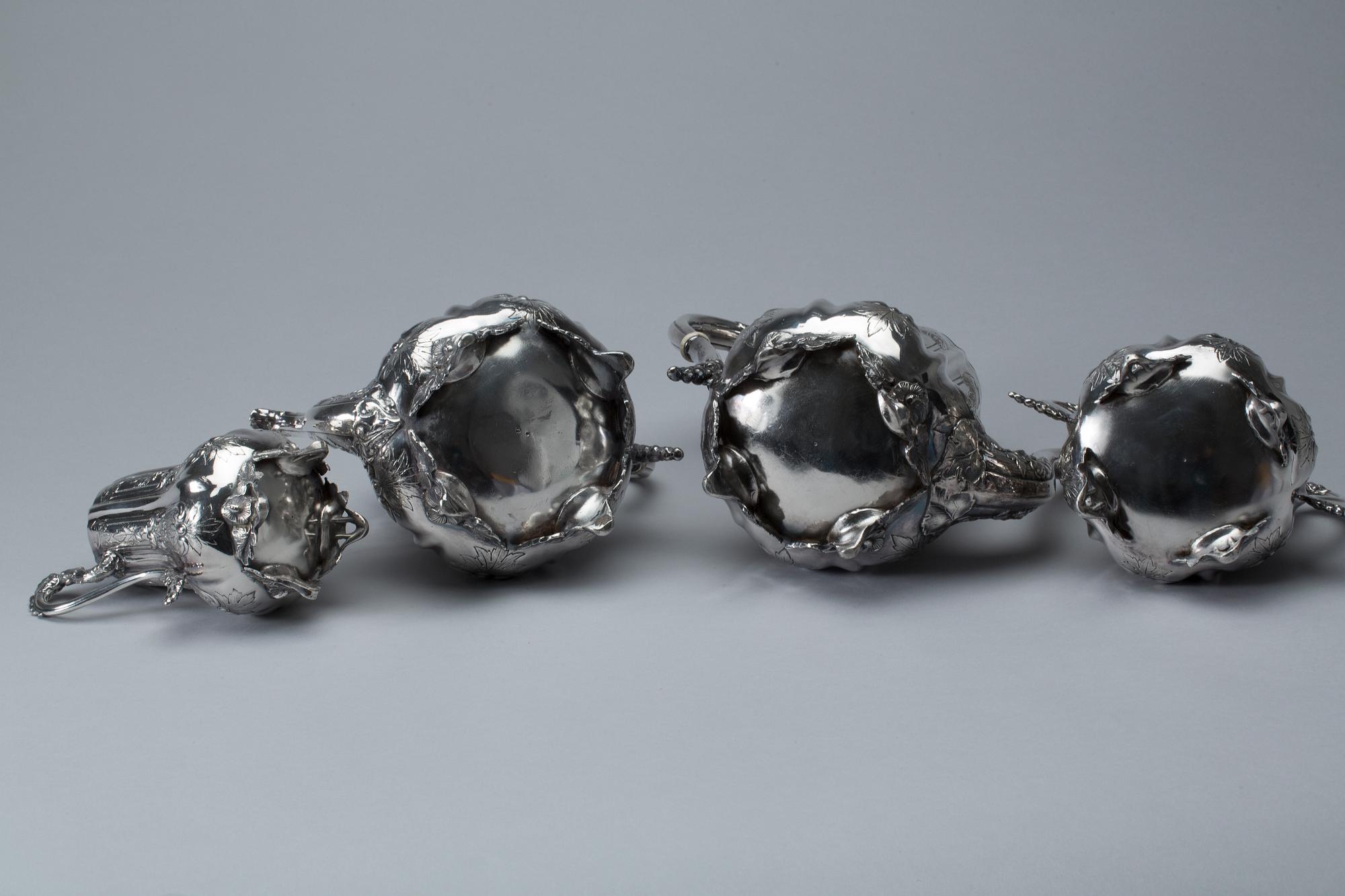 KAFFESERVIS, 4 delar, nysilver, 1900-tal.