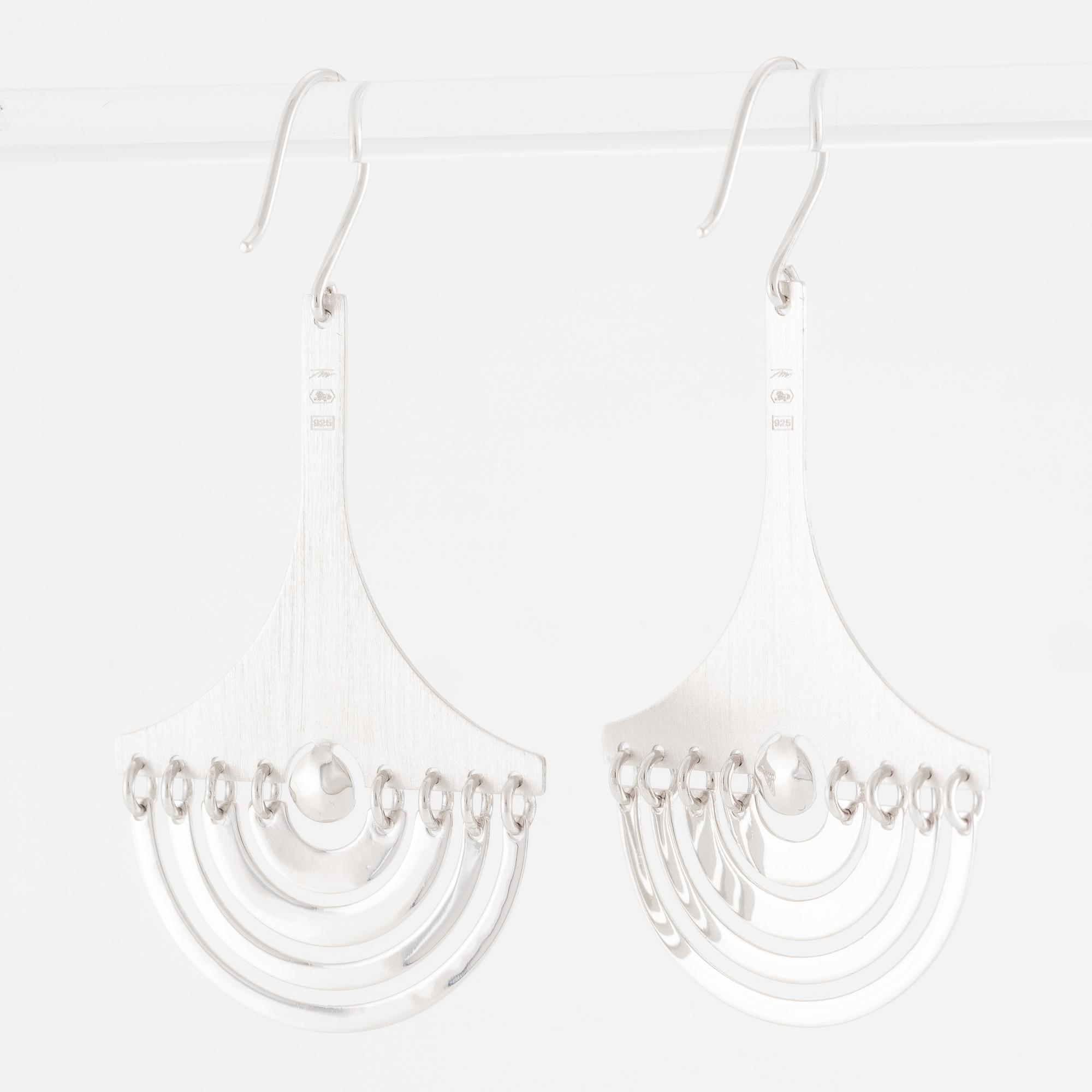 Tapio Wirkkala, a pair of earrings "Moon Crescent", sterling silver, for Kultakeskus.