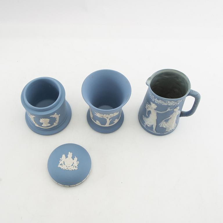 A collection of boxes, plates, etc. 8 dlrs, mostly Wedgwood England 20th century jasperware.