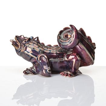 Wilhelm Kåge, a stoneware sculpture of a dragon, Gustavsberg, Sweden 1940-50s.