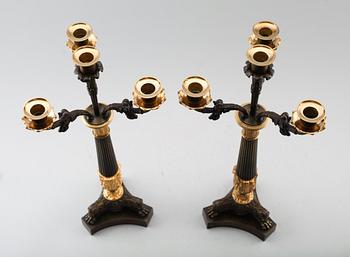 KANDELABRAR 1 par, senempire, 1800-talets första hälft.