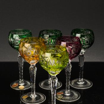 A set of nine glasses and a decanter, Germany later part of the 20th century.