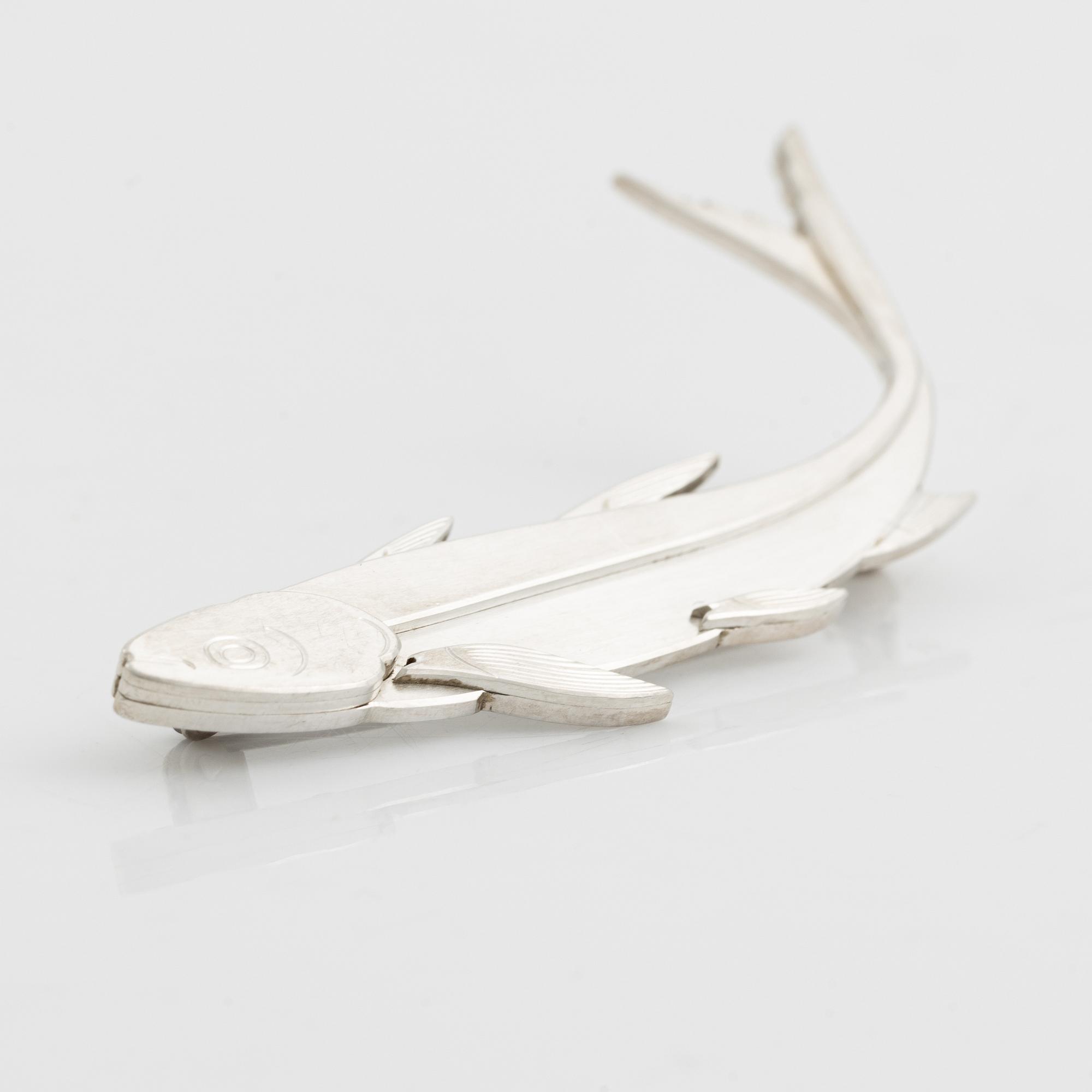 Wiwen Nilsson, a sterling silver fish brooch, Lund 1956.