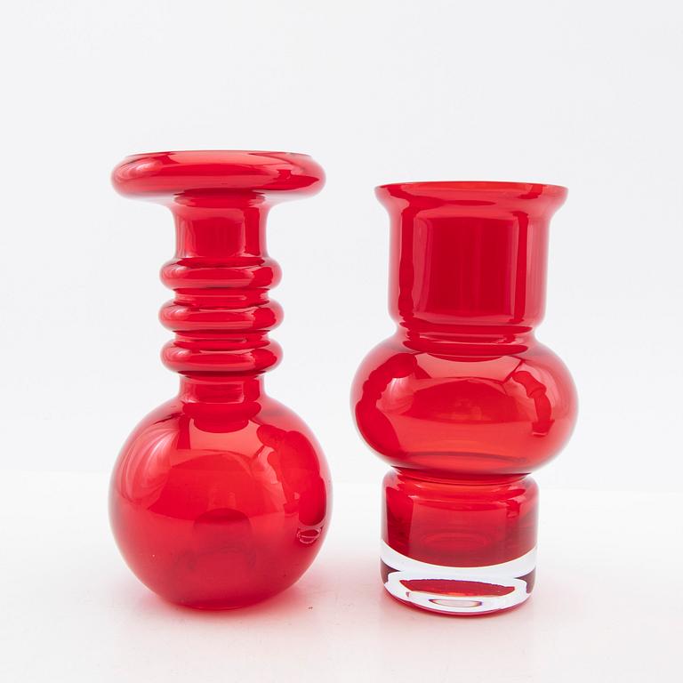 Tamara Aladin, vases, 3 pcs, glass, Riihimäen Lasi, Finland, 1960s/70s.