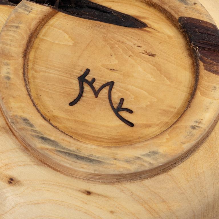 Magnus Ek, a set of four hardwood appetizer bowls with lids for Oaxen Krog.