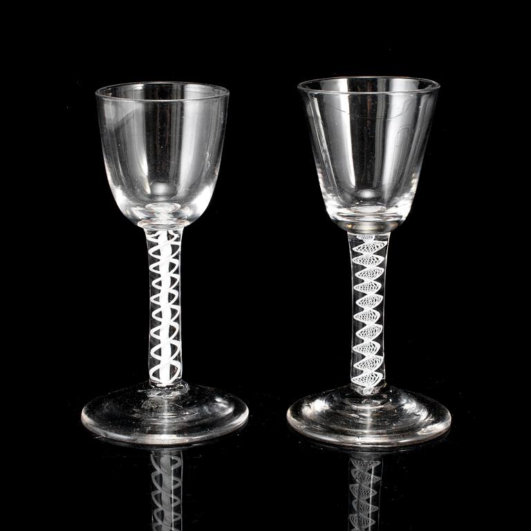 Two 18th century wine glasses.