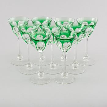 VINGLAS, 9 st, glas, Böhmisk typ, 1900-tal.