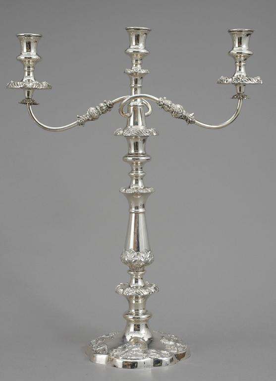 KANDELABRAR, ett par, nysilver, 1900-tal.
