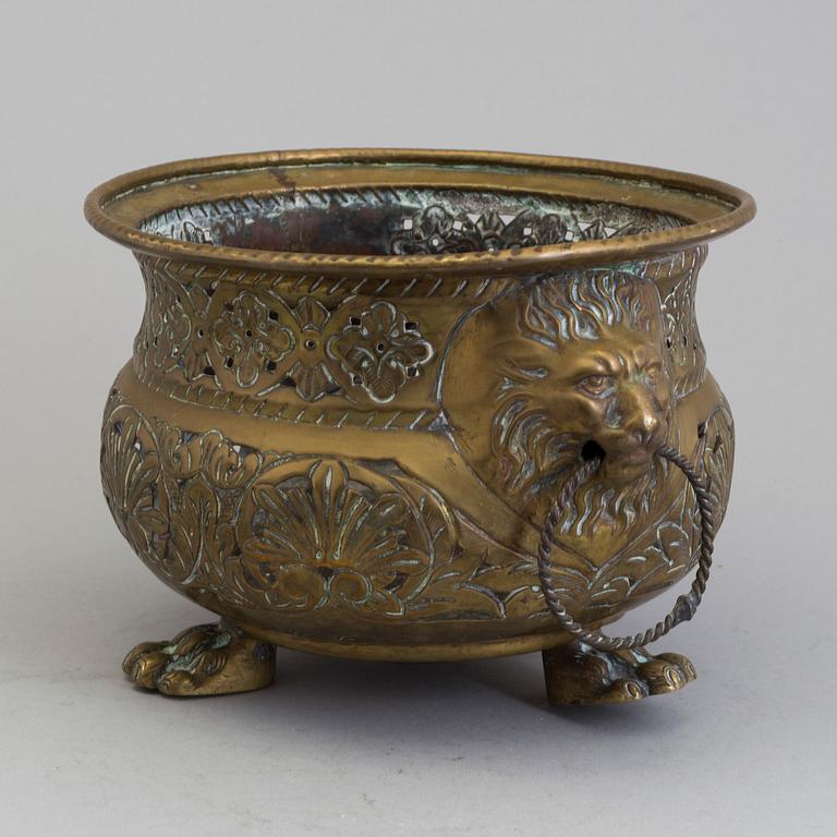 A 18th/19th century brass flower pot.