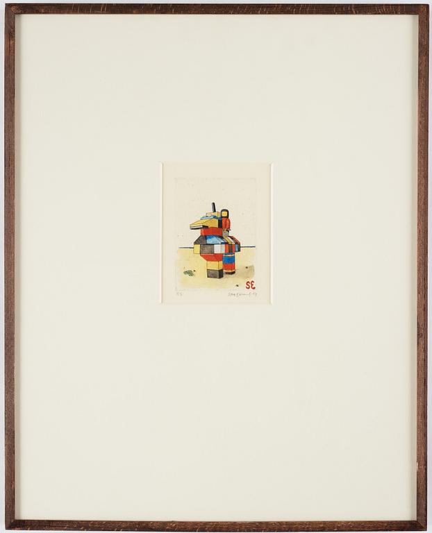 Sten Eklund, etching with watercolour, 1984, signed PT.