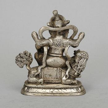 FIGURIN, vitmetall, "Vaishravana" Kina/Tibet 1900-tal.