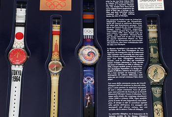 ARMBANDSUR, 9 st, "Swatch Historical Olympic Games Collection", Swatch, 1995.