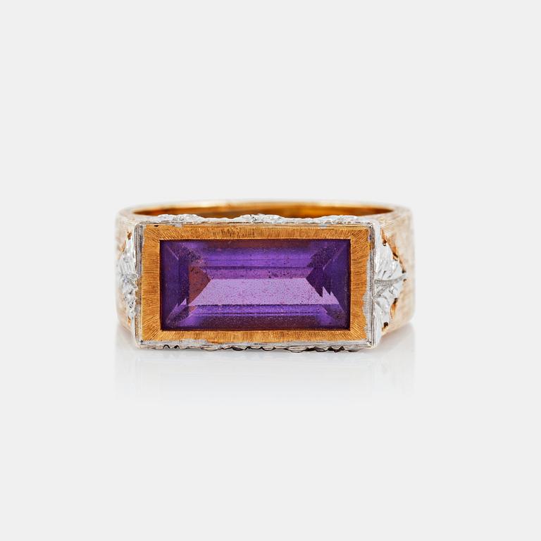 An amethyst ring signed M. Buccellati Italy.