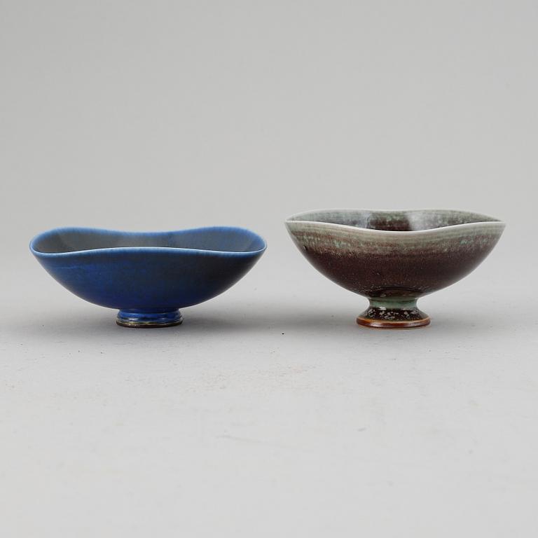Berndt Friberg, two stoneware bowls, Gustavsbergs Studio, signed.