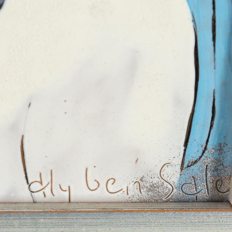 ALY BEN SALEM, mixed media on glass, signed.