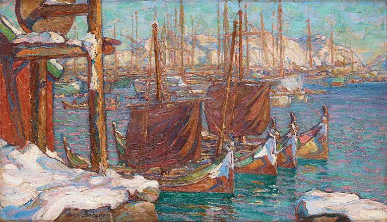 Anna Boberg, Vårdag vid hamnen (motiv från Lofoten).