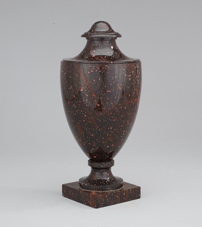 A Swedish Empire 19th Century porphyry urn.