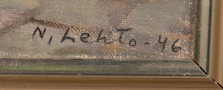Nikolai Lehto, oil on panel, signed and dated -46.