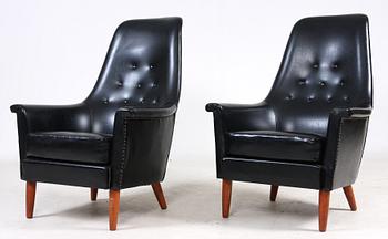 FÅTÖLJER, ett par, Ferdinand Lundqvist, omkring 1900-talets mitt.