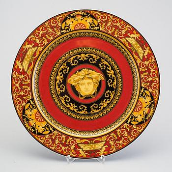 A lidded jar and a dish, Versace "Medusa".