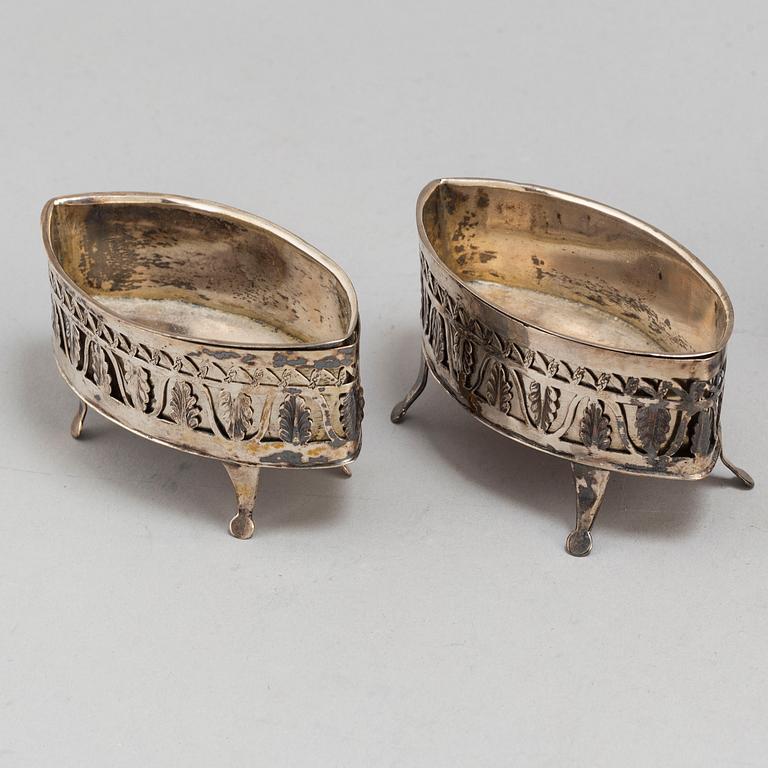 Six silver salt cellars, 19th century.